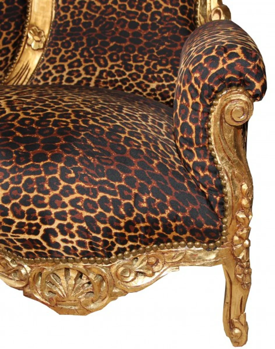 Casa Padrino Baroque 3 seater  King  Leopard / Gold - Antique Furniture