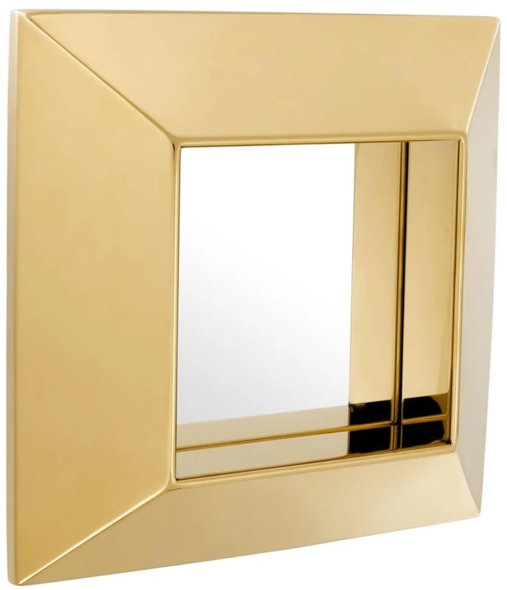 Casa Padrino espejo de lujo de oro 31 x 7 x H. 31 cm - Espejo de Pared de Acero Inoxidable
