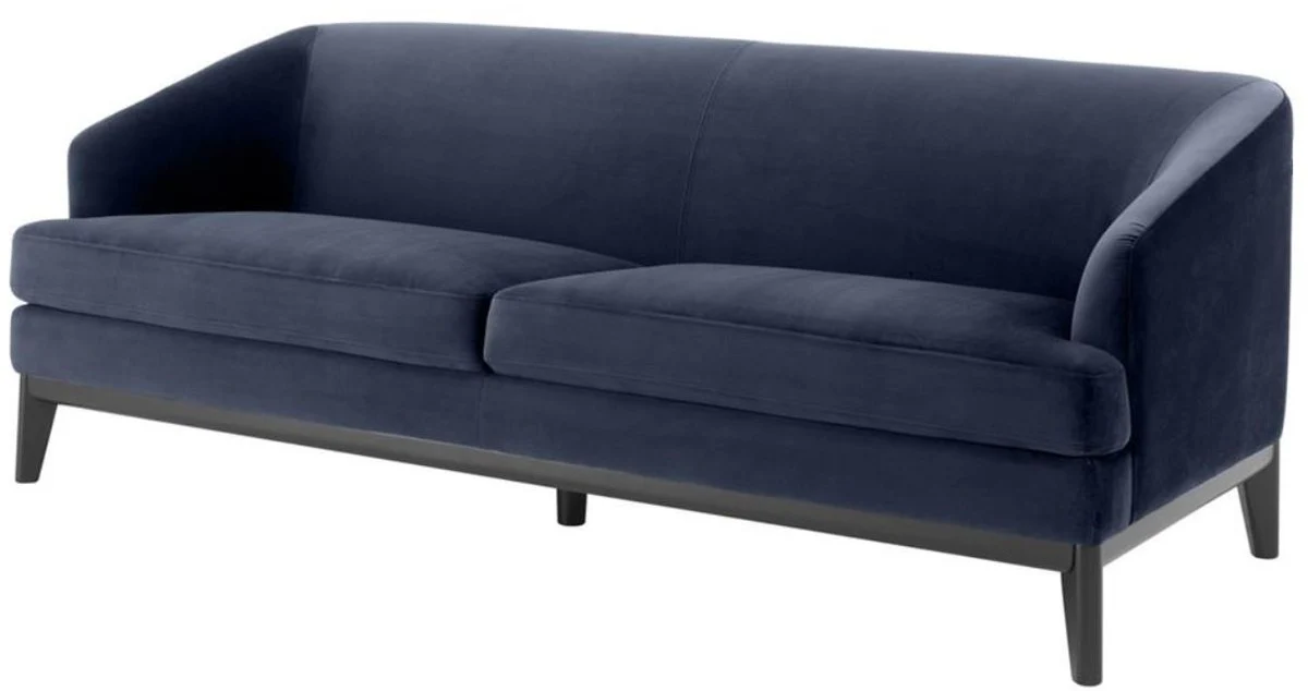 Casa Padrino sof¨¢ de la sala de estar azul de medianoche / negro 195 x 90 x H. 75 cm - Muebles de Lujo