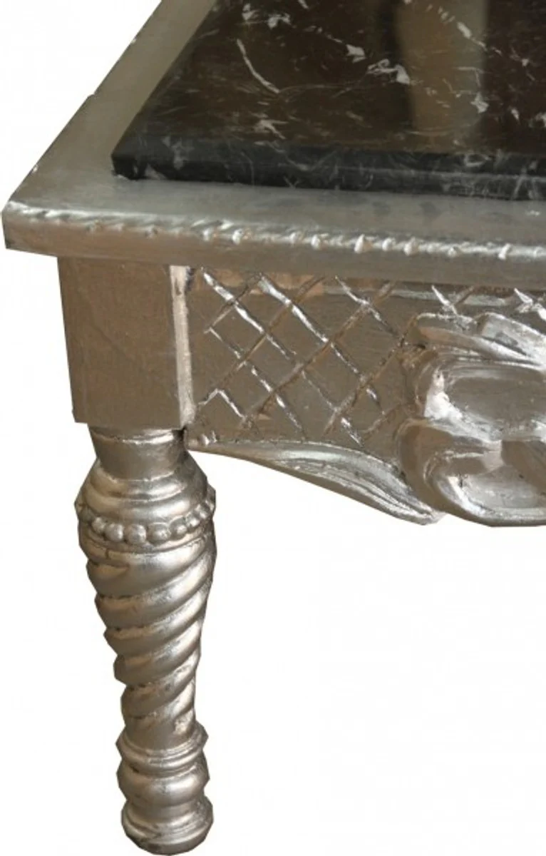Casa Padrino baroque silver coffee table with black marble top 95 x 95 x 43.5 cm - unique