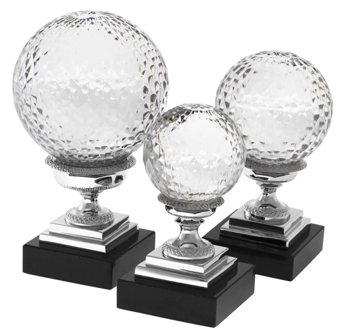 Casa Padrino conjunto de decoración de lujo plata / negro - Accesorios de Sala de Estar de Diseño