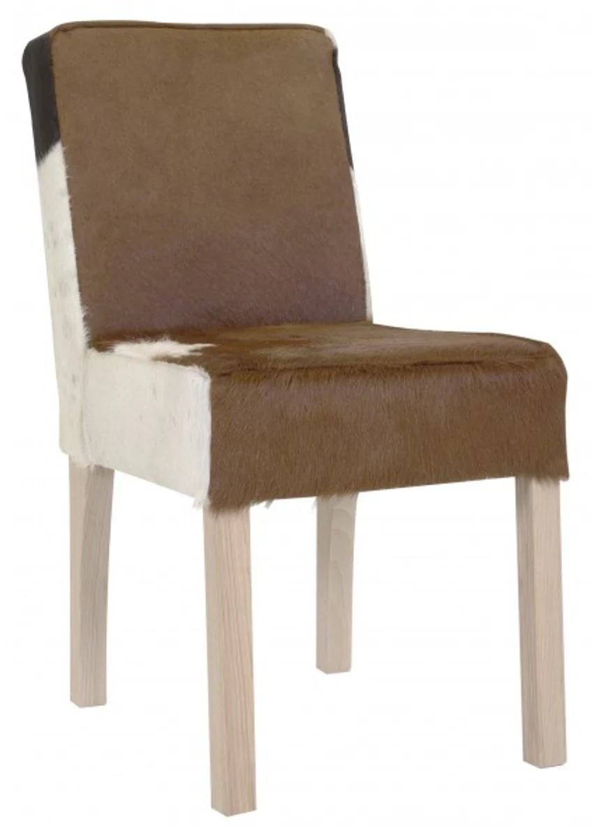 Casa Padrino designer eat room chair modef 35 Cowhide - Genuine Fur hotel furniture - beech wood