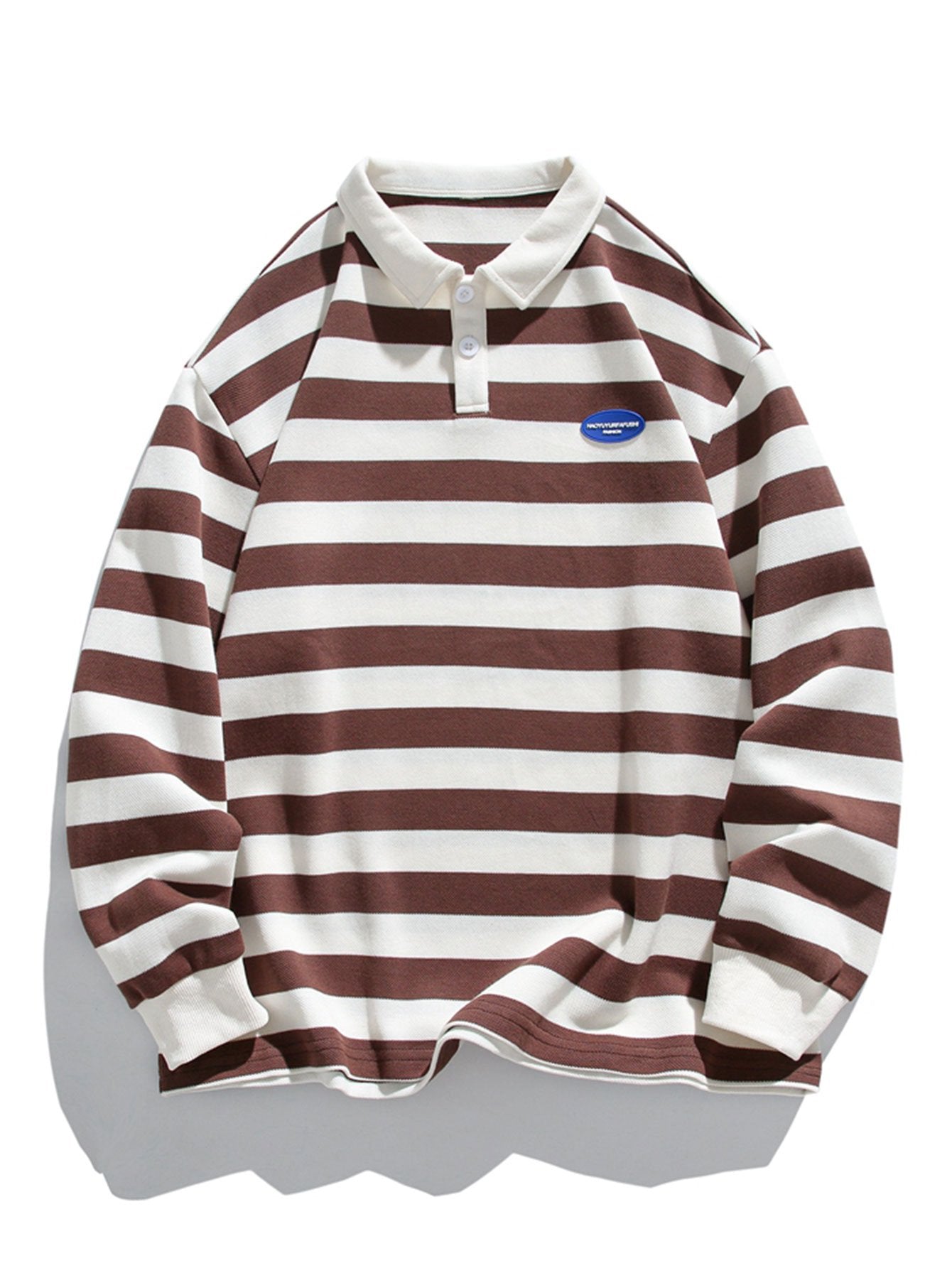 Relax Fit Waffle Striped Polo Sweatshirt