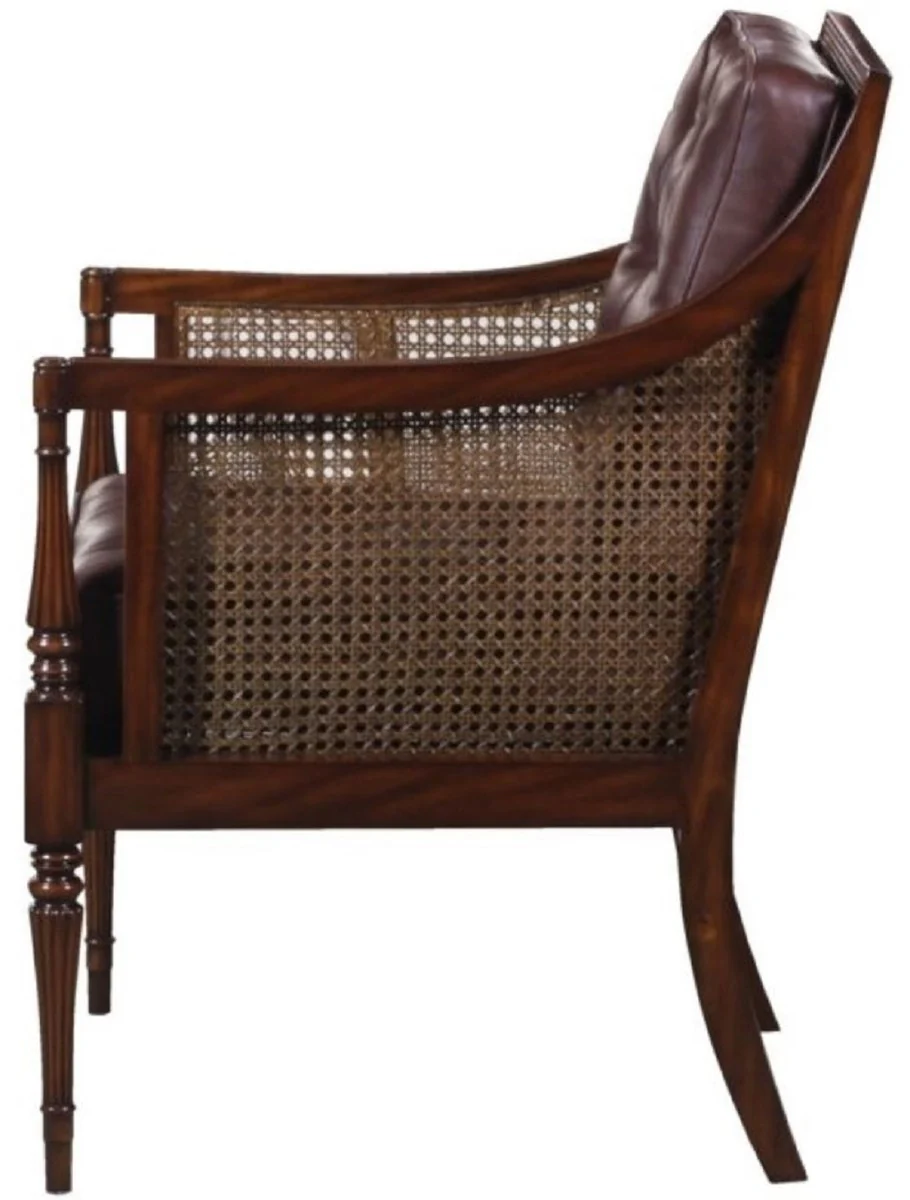 Casa Padrino Sillón de Salón de Estilo Art Nouveau de Lujo Marrón Oscuro / Marrón 68 x 65 x H. 98 cm - Muebles de Hotel