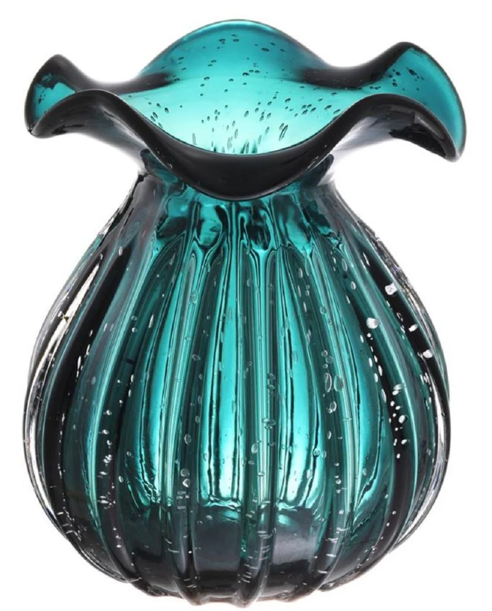 Casa Padrino jarrón / jarrón de florero de vidrio verde Ø 23 x H. 27 cm - Deco de la Sala de Estar de Lujo