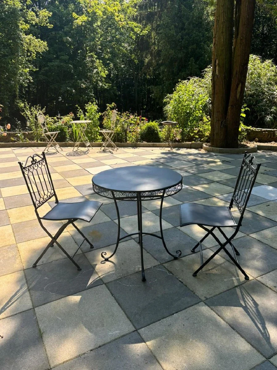 Casa Padrino conjunto de muebles de jard¨ªn Art Nouveau de metal negro - Muebles de Jard¨ªn Barrocos y Art Nouveau