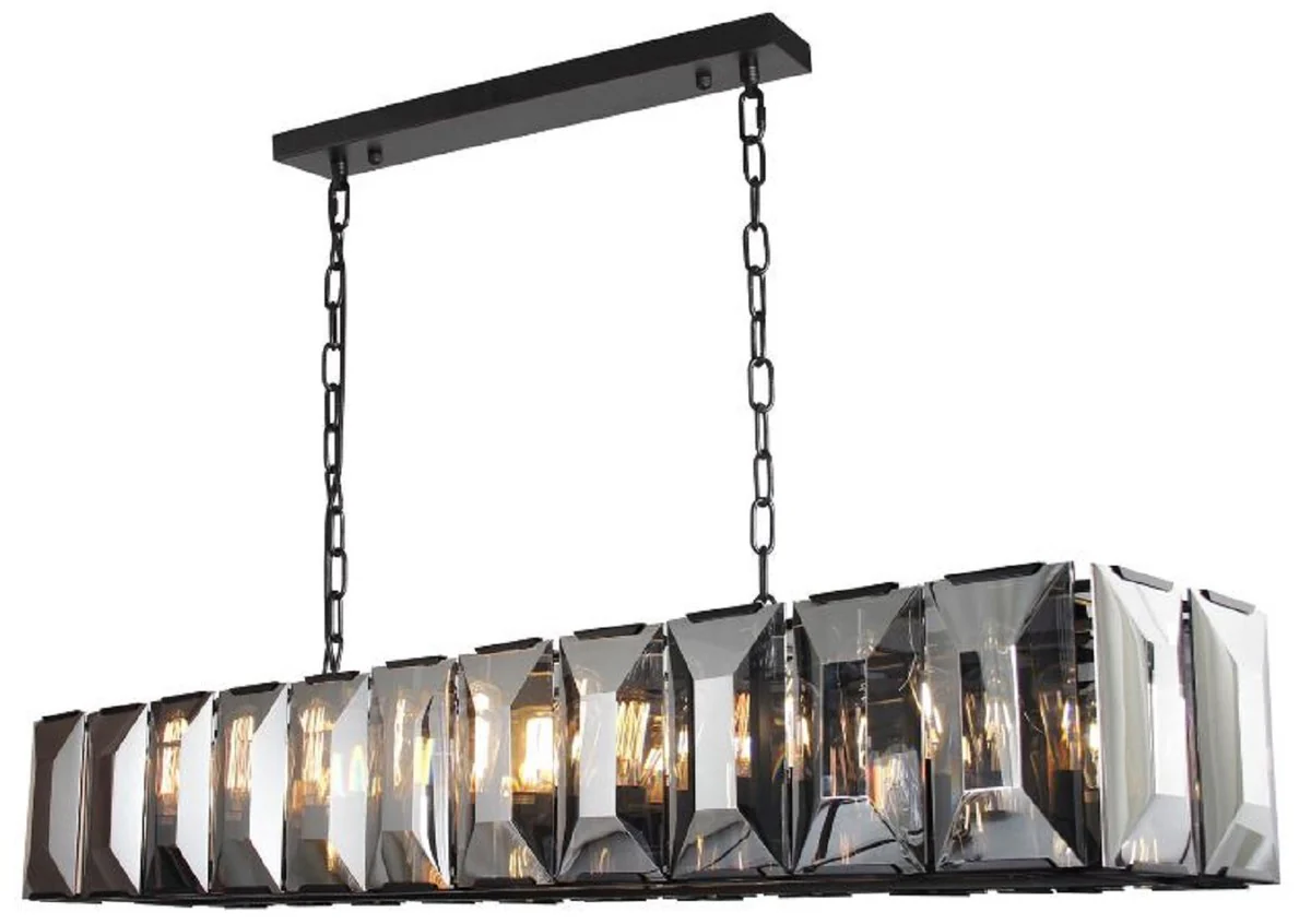 Casa Padrino lámpara de araña de lujo negro / gris 190 x 42 x A. 36 cm - Lámpara de araña de salón moderna - Colección de Lujo