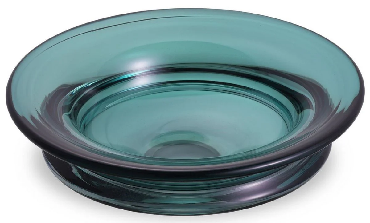 Casa Padrino tazón de vidrio de lujo verde Ø 30 x A. 7 cm - Frutero redondo - Cuenco decorativo de vidrio soplado - Colección de Lujo