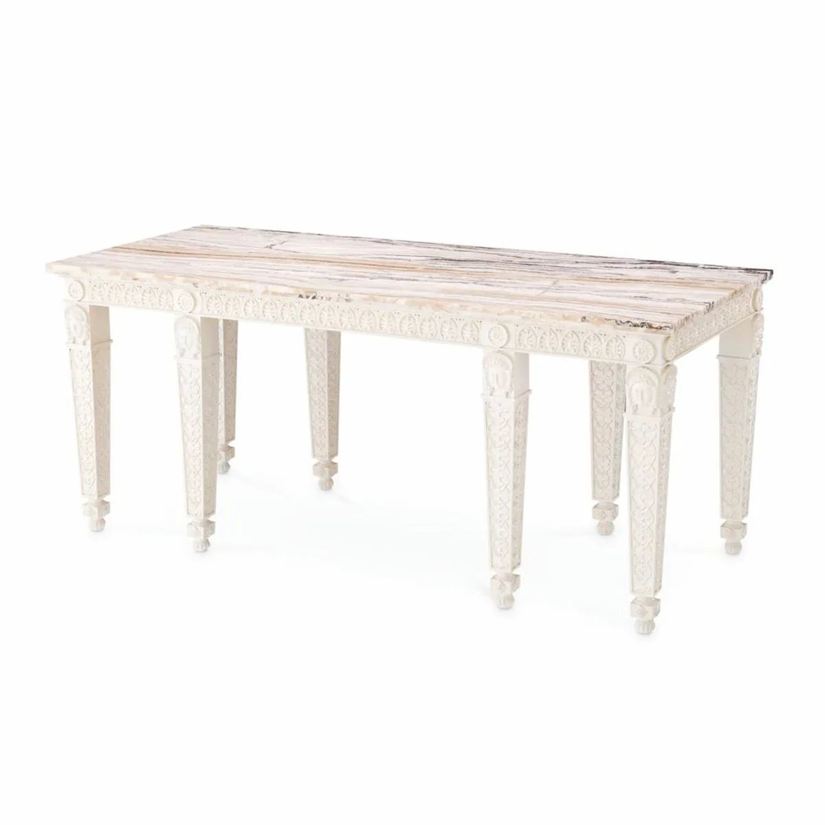Casa Padrino consola barroco de lujo de caoba con tablero de m¨¢rmol blanco antiguo / blanco 214 cm