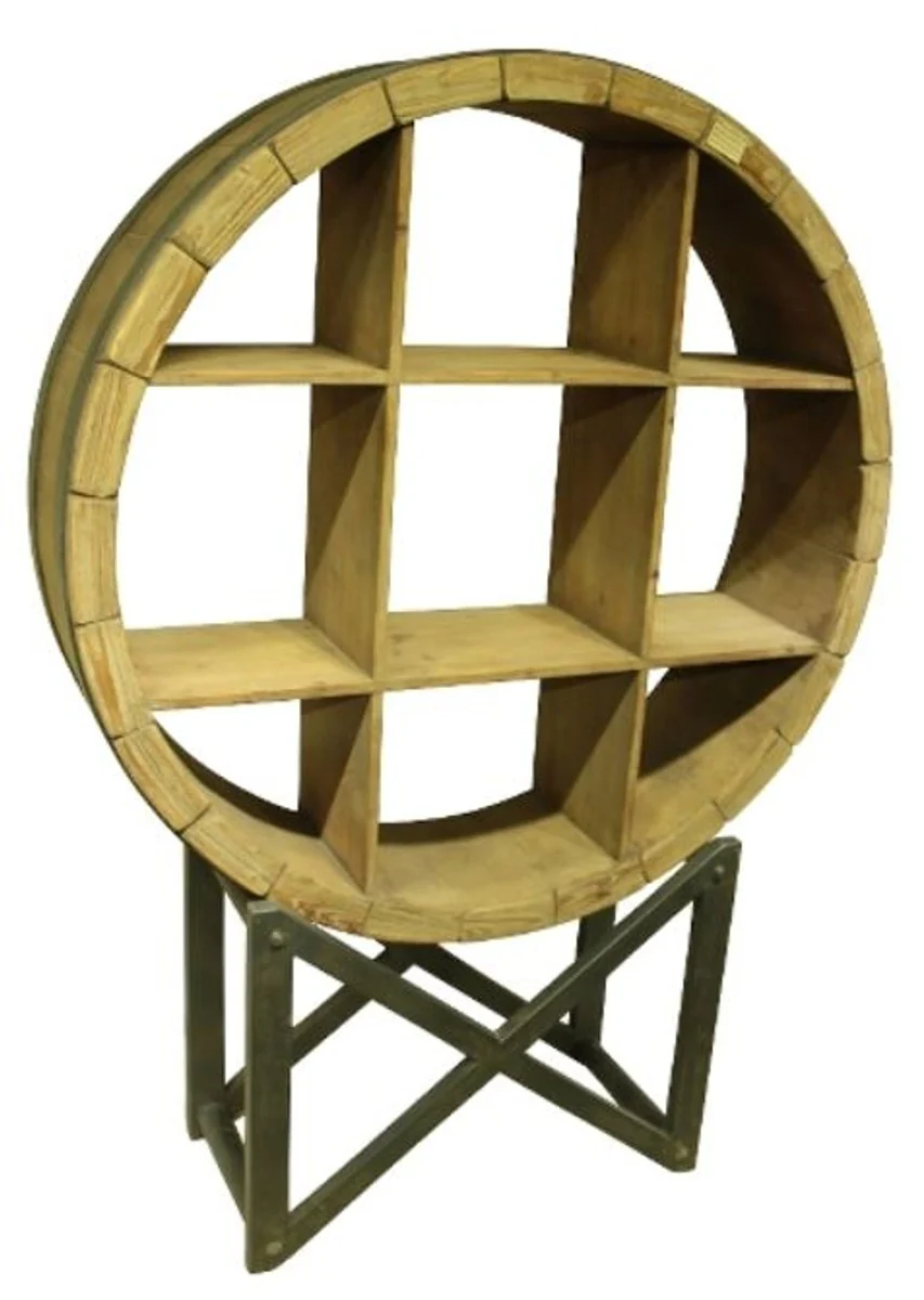 Casa Padrino country house style shelf cabinet natural colors / black 120 x 37 x H. 168 cm - Living Room Furniture in Country House Style