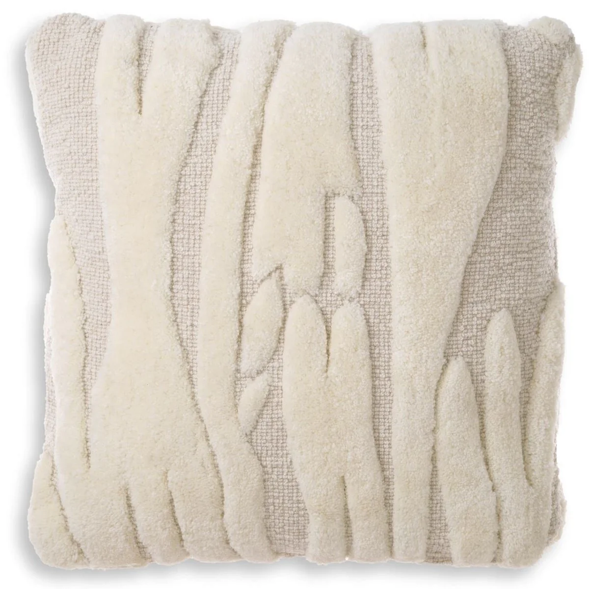 Casa Padrino cojín de lujo marfil 60 x 60 cm - Cojín decorativo de lana tejido a mano - Cojín decorativo cuadrado - Decoración de salón - Accesorios decorativos de lujo