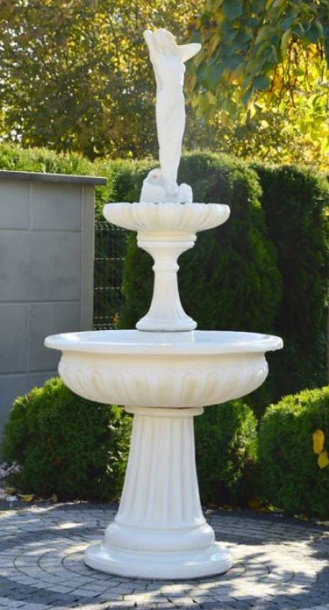 Casa Padrino fuente Art Nouveau dama blanco Ø 94 x A. 209 cm - Magnífica Fuente de Jardín - Fuente de Decoración de Jardín - Accesorios de Decoración de Jardín Barroco y Art Nouveau