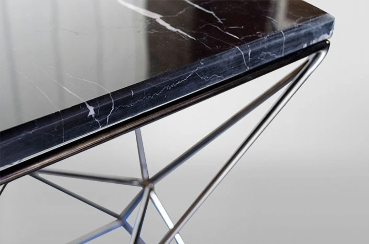 Casa Padrino Art Deco Side Table Black metal / marble 35 x 35 cm Art Nouveau table - Furniture flower stand