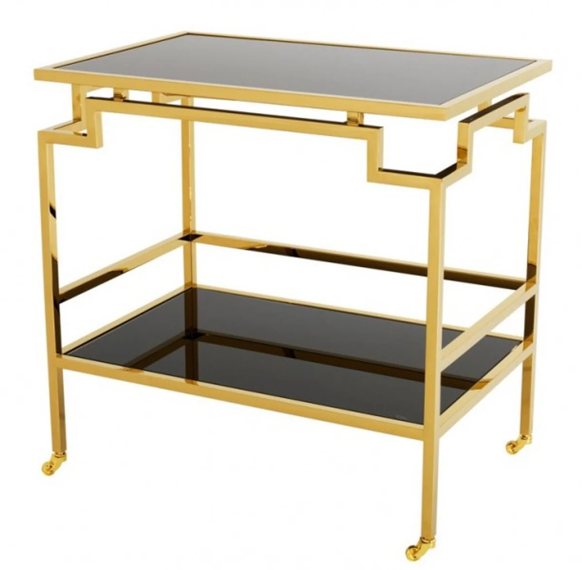 Casa Padrino luxury Bar Trolley Stainless Steel Gold / black glass - Luxury Hotel & Restaurant Furniture Trolley