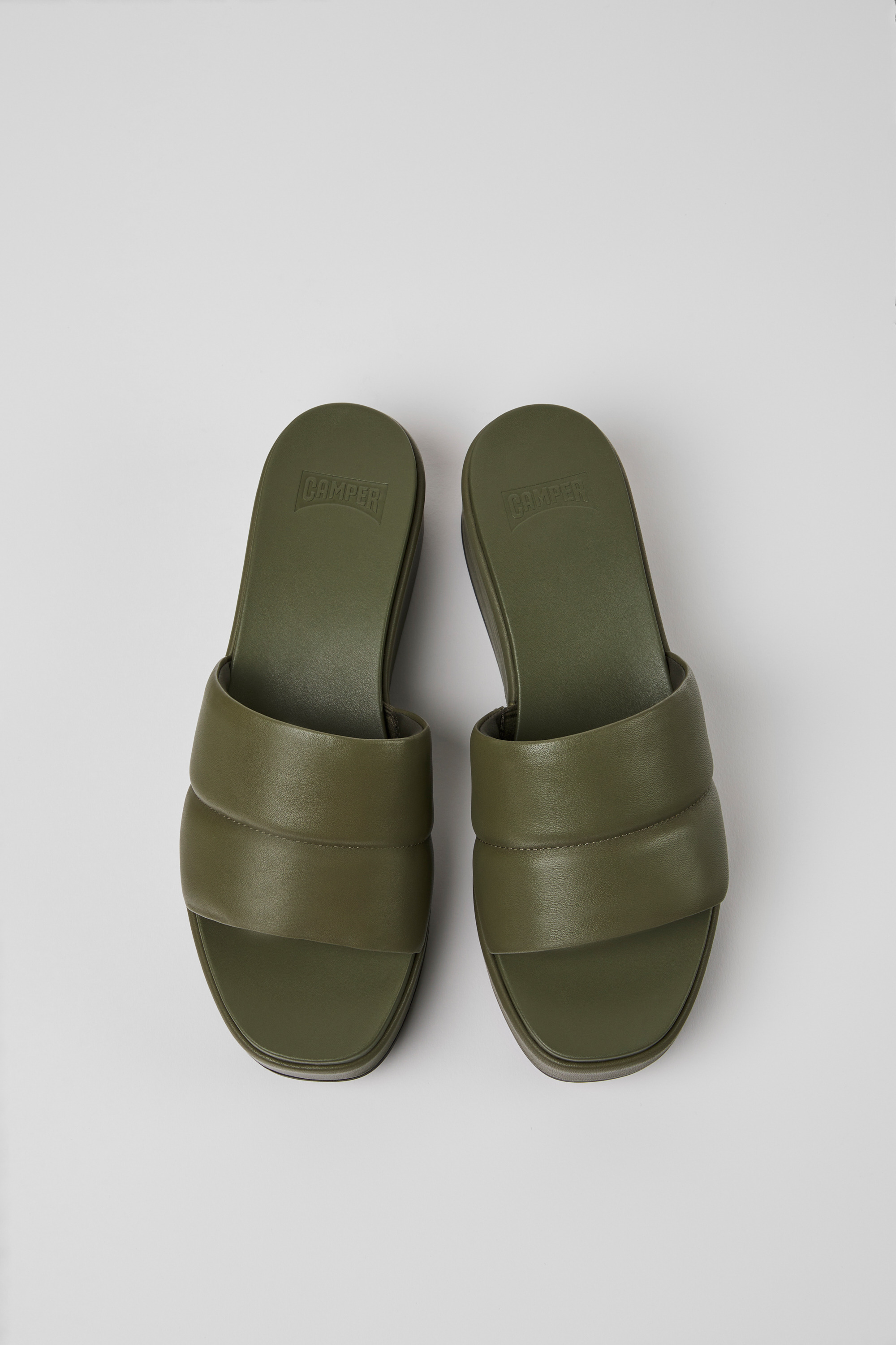 Misia - Green leather sandals for women