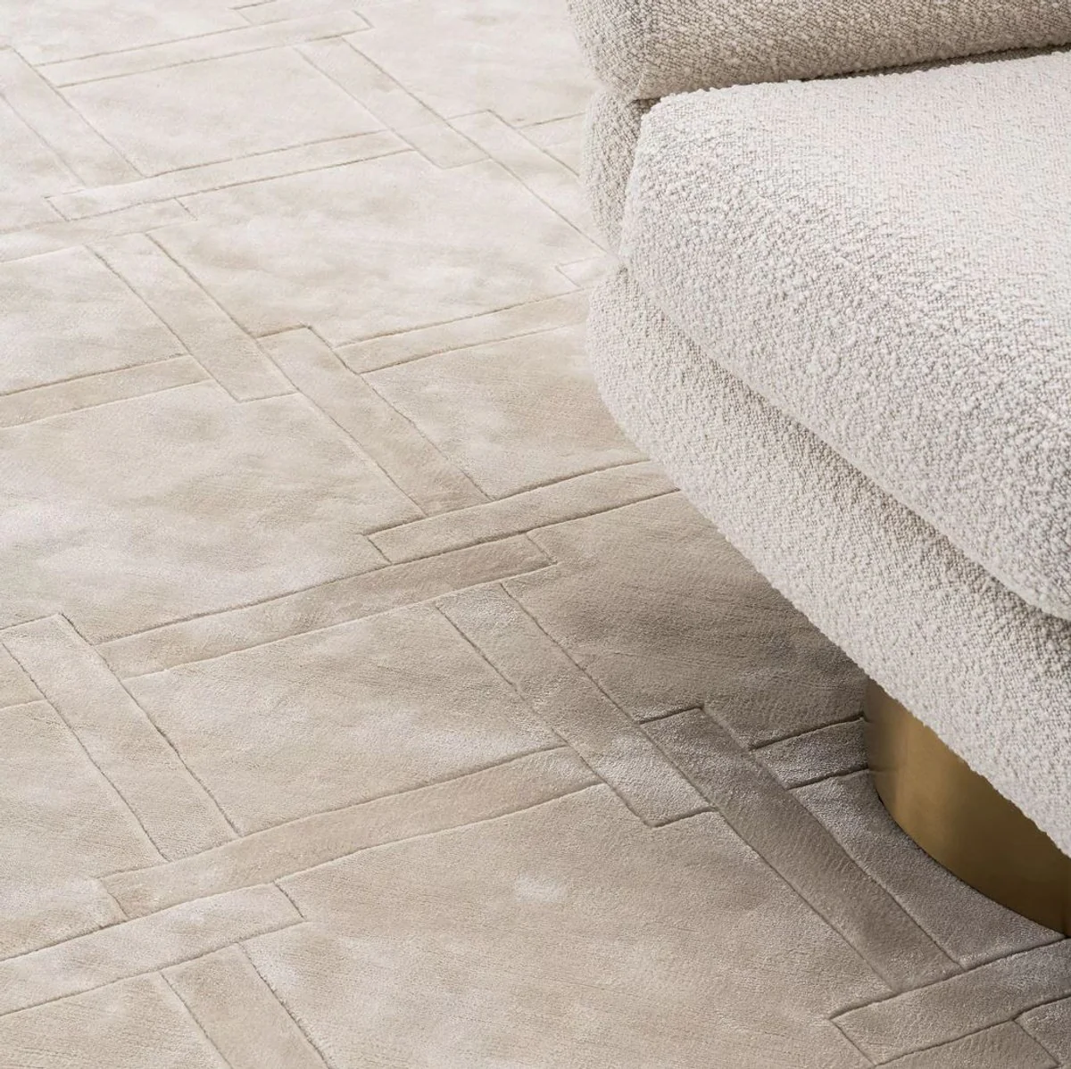 Casa Padrino alfombra de viscosa de lujo plata-arena 300 x 400 cm - Alfombra de salón y hotel tejida a mano - Accesorios de decoración de salón - Colección de Lujo