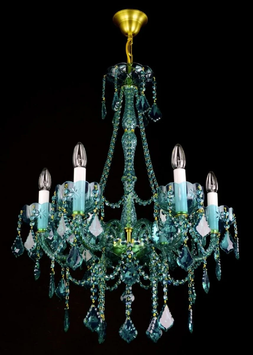 Casa Padrino araña de luces barroco de lujo verde / oro Ø 60 x A. 76 cm - Magnífica lámpara de araña de estilo barroco con cristal de Bohemia - Noble y Magnífica