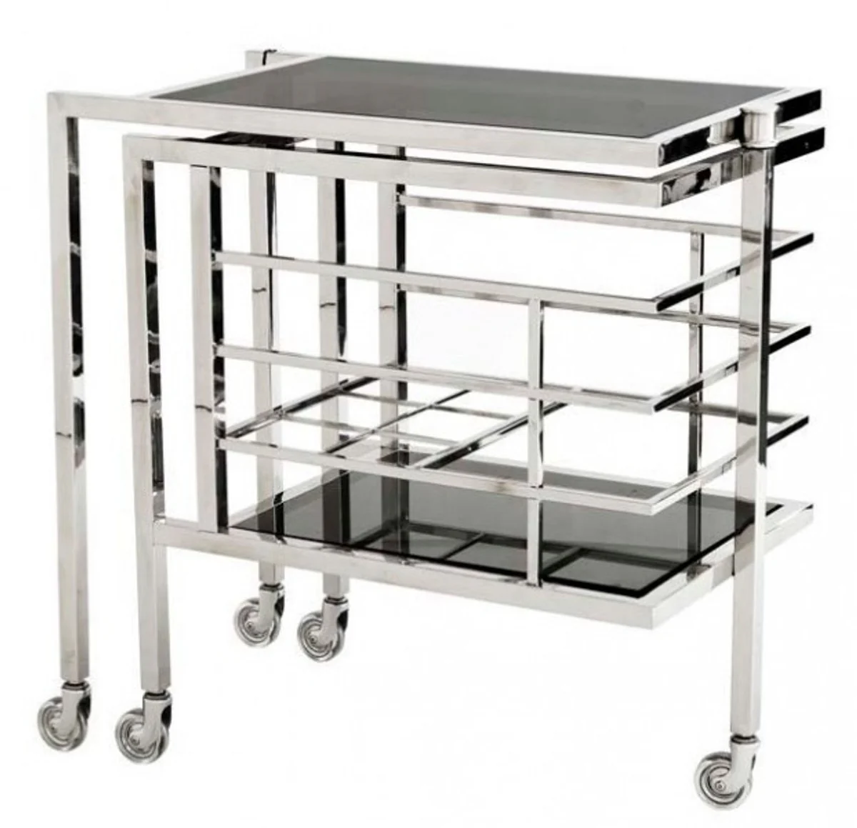 Casa Padrino Luxury Bar Trolley Trolley made of stainless steel and glass 77 x 42 x H. 77 cm - Luxury Hotel & Restaurant Furniture