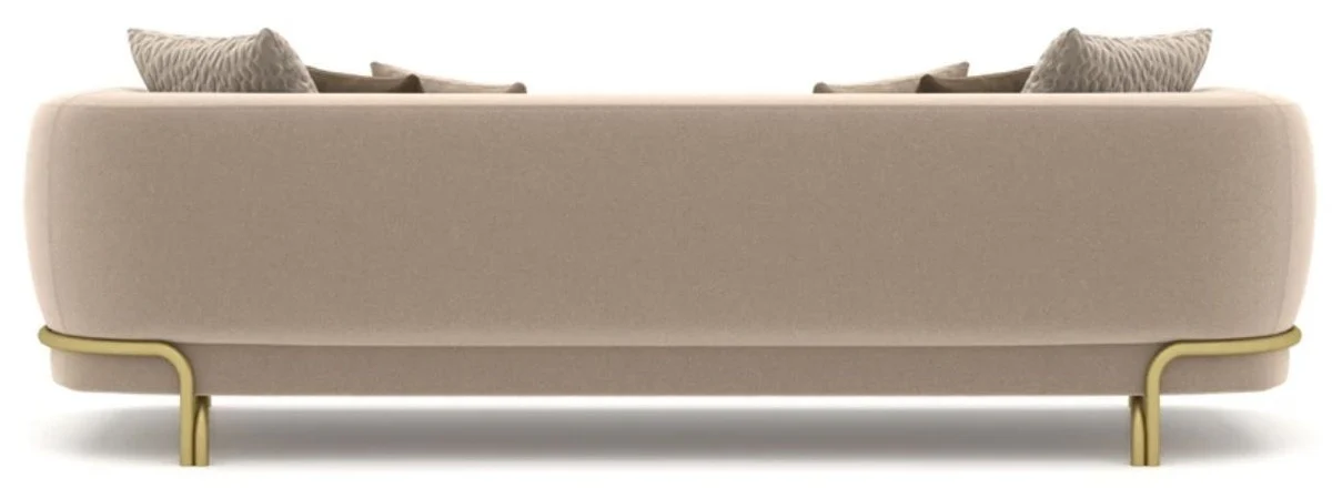 Casa Padrino sof¨¢ de lujo marr¨®n claro / lat¨®n 300 x 100 x A. 75 cm - Sof¨¢ de sal¨®n - Sof¨¢ de hotel - Muebles de sal¨®n - Muebles de hotel - Muebles de lujo - Interiores de lujo