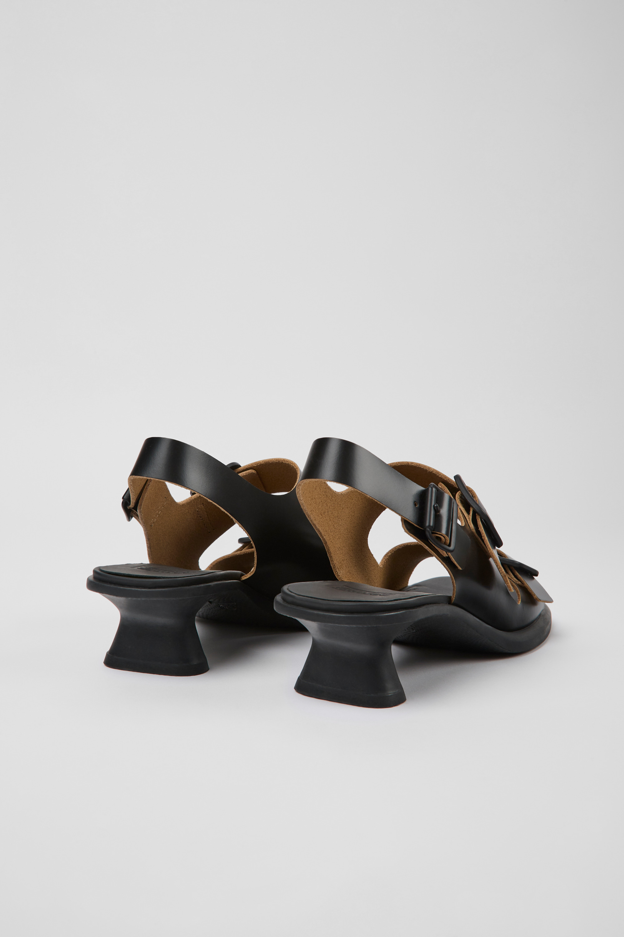 Dina - Black leather sandals for women