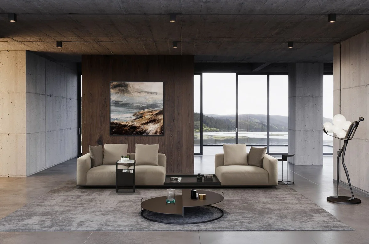 Casa Padrino sof¨¢ de lujo gris / negro 400 x 100 x A. 67 cm - Sof¨¢ de sal¨®n - Sof¨¢ de hotel - Muebles de sal¨®n - Interiores de sal¨®n - Muebles de hotel - Muebles de lujo - Interiores de lujo