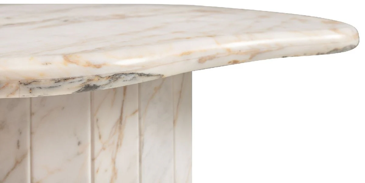 Casa Padrino mesa de centro de m¨¢rmol de lujo blanco-beige 106 x 105 x A. 46,5 cm - Mesa de sal¨®n de m¨¢rmol - Muebles de sal¨®n - Muebles de lujo - Muebles de m¨¢rmol