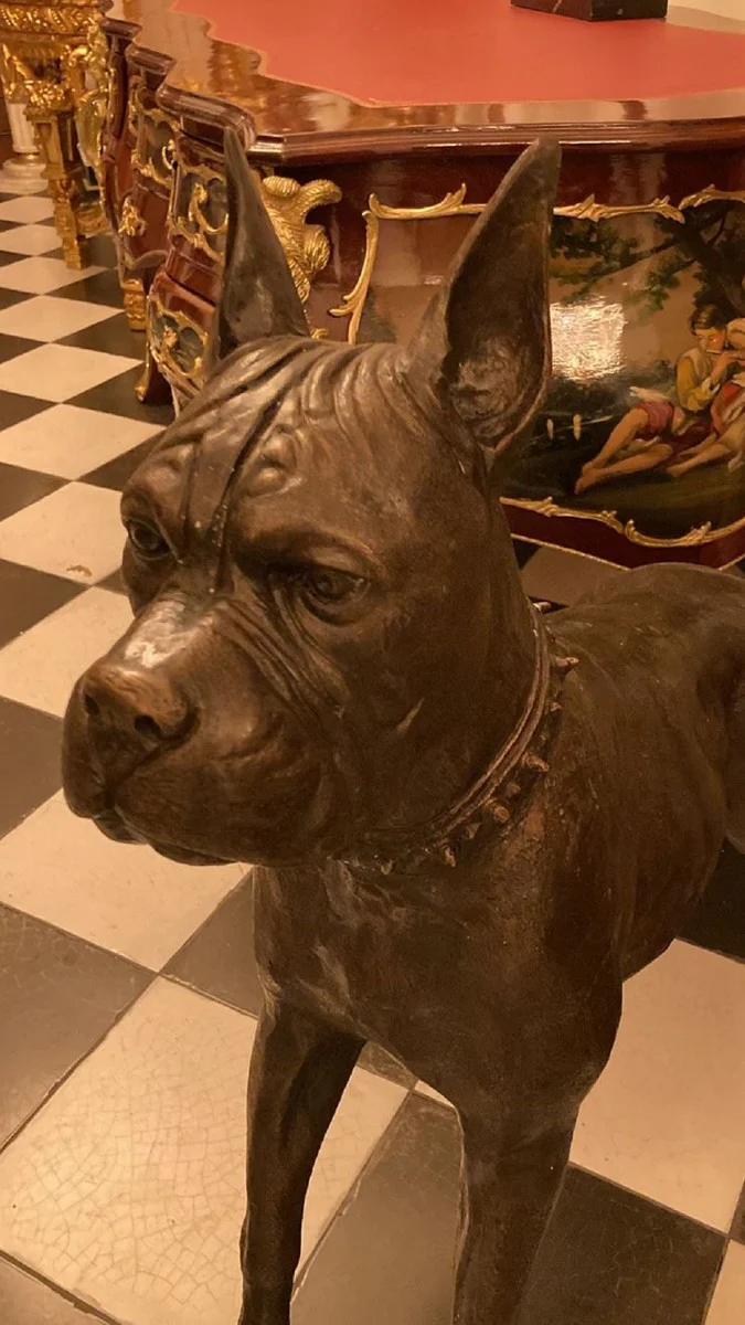 Casa Padrino escultura de bronce de lujo perro boxer bronce 85 x 28 x A. 95 cm - Figura de decoración de bronce - Figura de decoración de sala de estar - Accesorios decorativos de salón de lujo