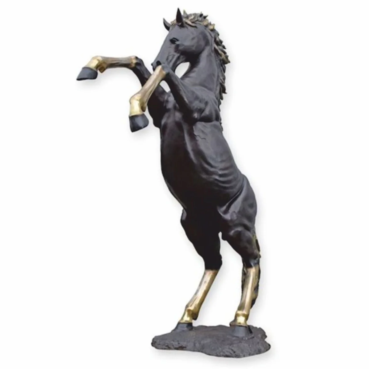Casa Padrino escultura decorativa de jard¨ªn XXL de lujo de bronce caballo derecha negro / gris / oro A. 300 cm