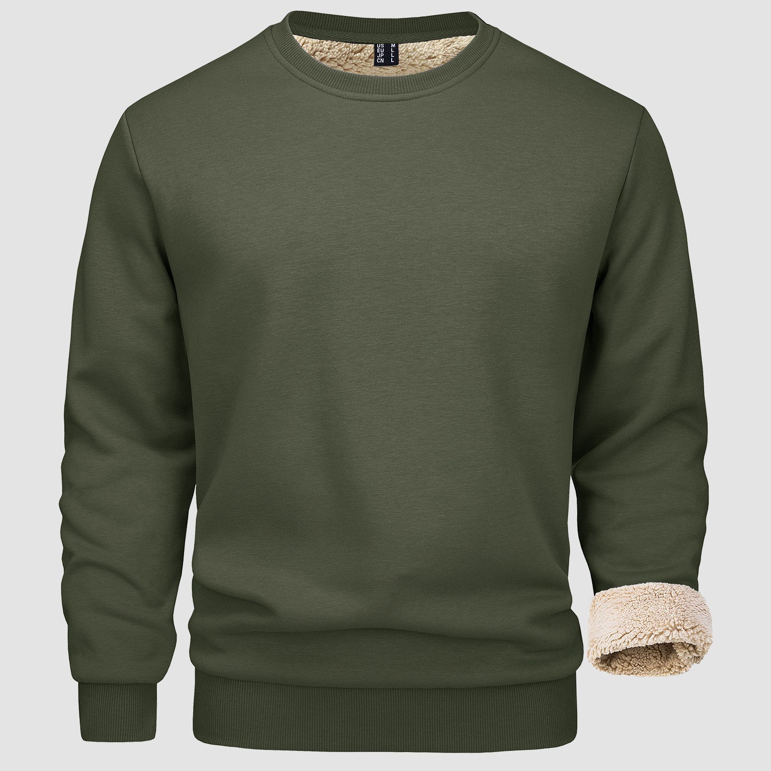 Men's Fleece Lined Sweatshirts Pullover Basic Tops Warm Crewneck Winter Sweater Underwear