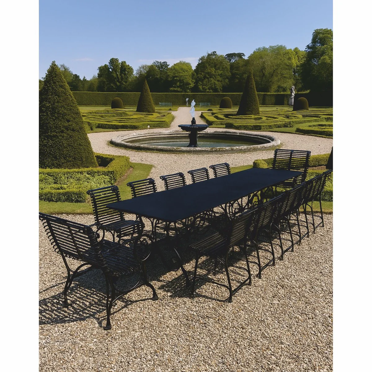 Casa Padrino conjunto de muebles de jard¨ªn Art Nouveau de hierro forjado negro - 1 Mesa y 12 Sillas