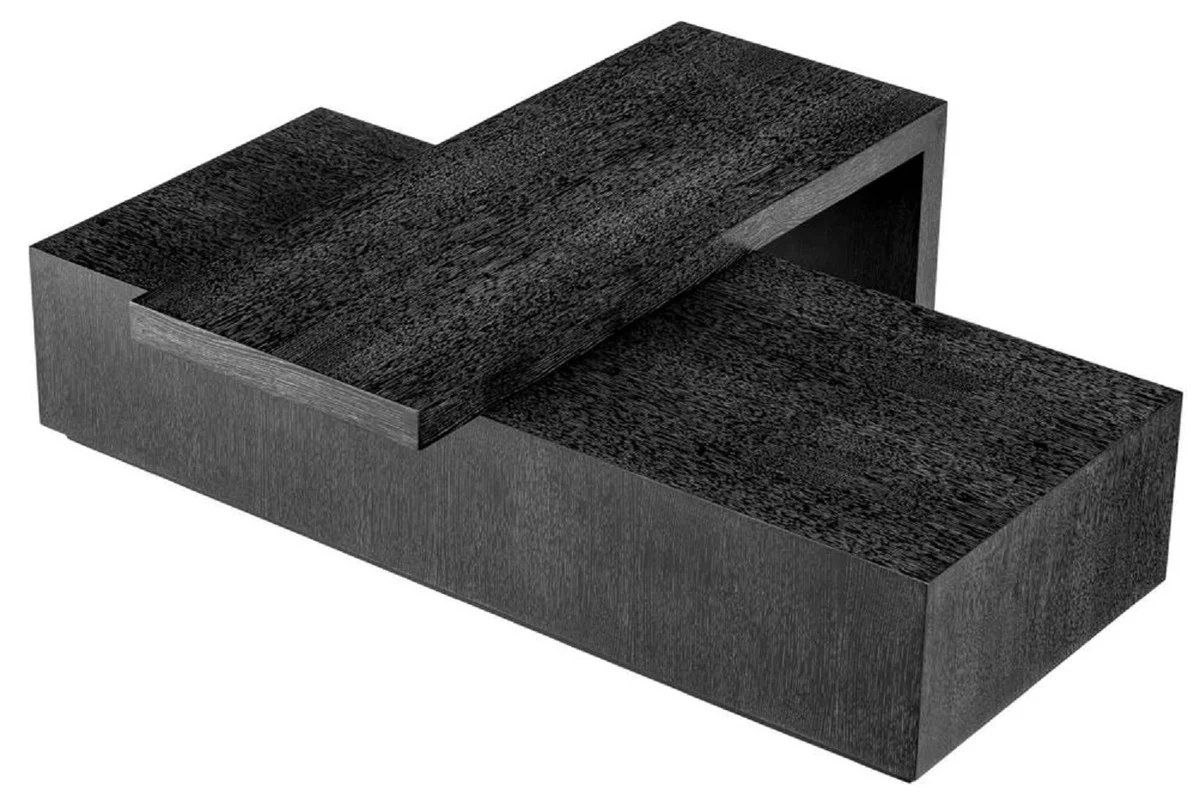 Casa Padrino mesa de centro de lujo negro gris - Mesa de sal¨®n de madera maciza con tablero giratorio - Muebles de sal¨®n - Muebles de hotel - Muebles de lujo