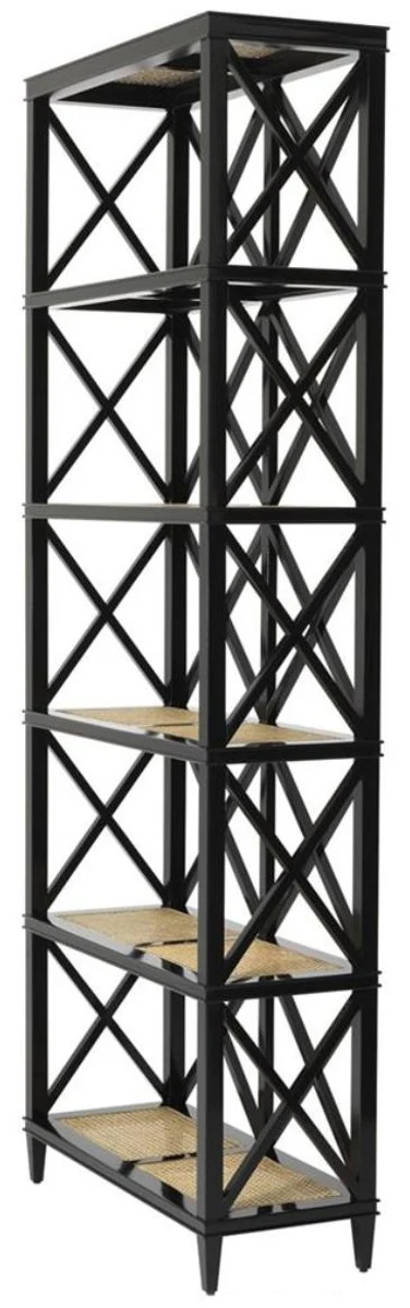 Casa Padrino Luxury Living Room Shelf Cabinet Black / Natural 85 x 35 x H. 220 cm - Luxury Furniture
