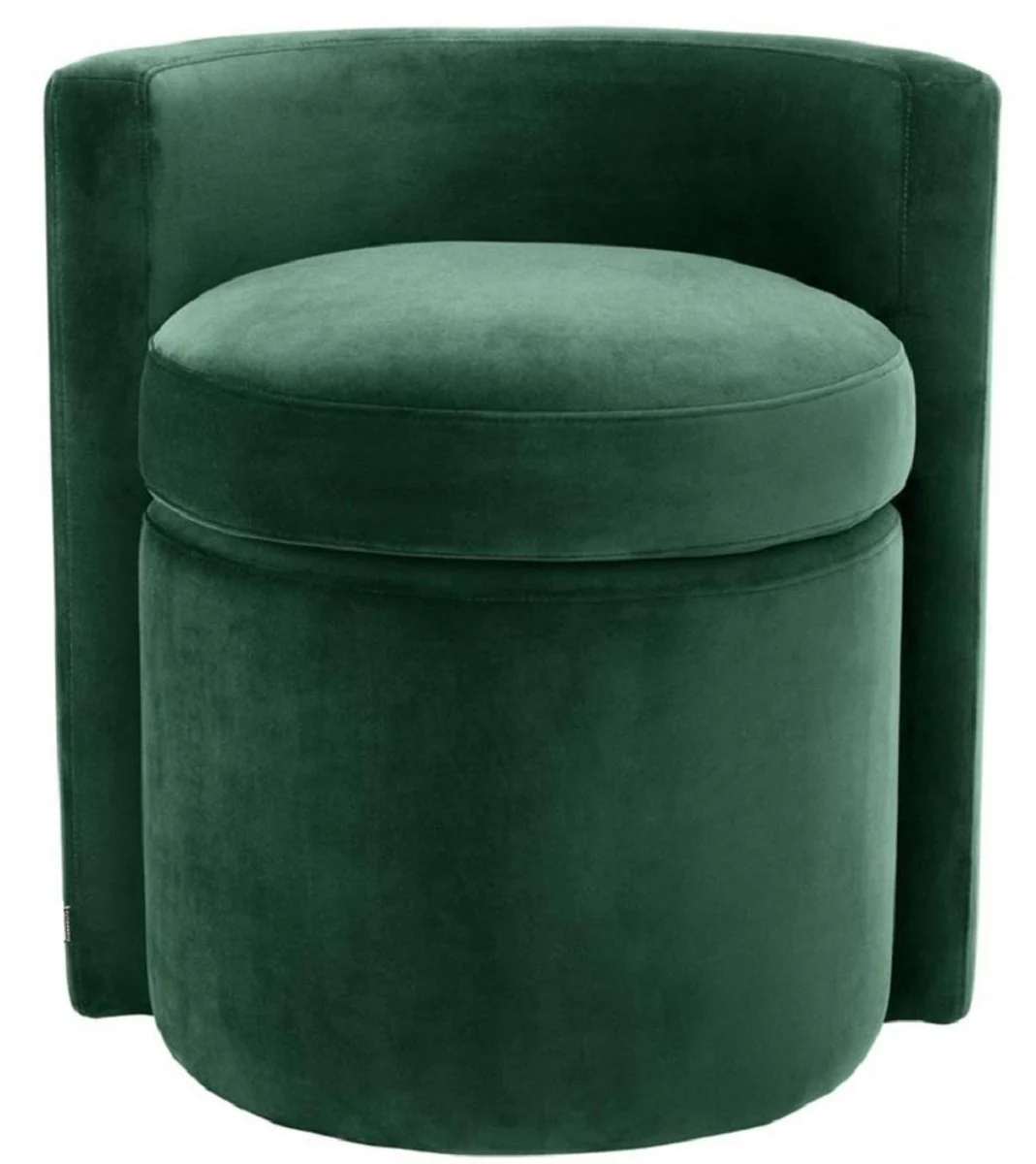 Casa Padrino Sillón de Diseño Verde Oscuro 61 x 57 x H. 64 cm - Sillón Redondo de Terciopelo - Muebles de Lujo