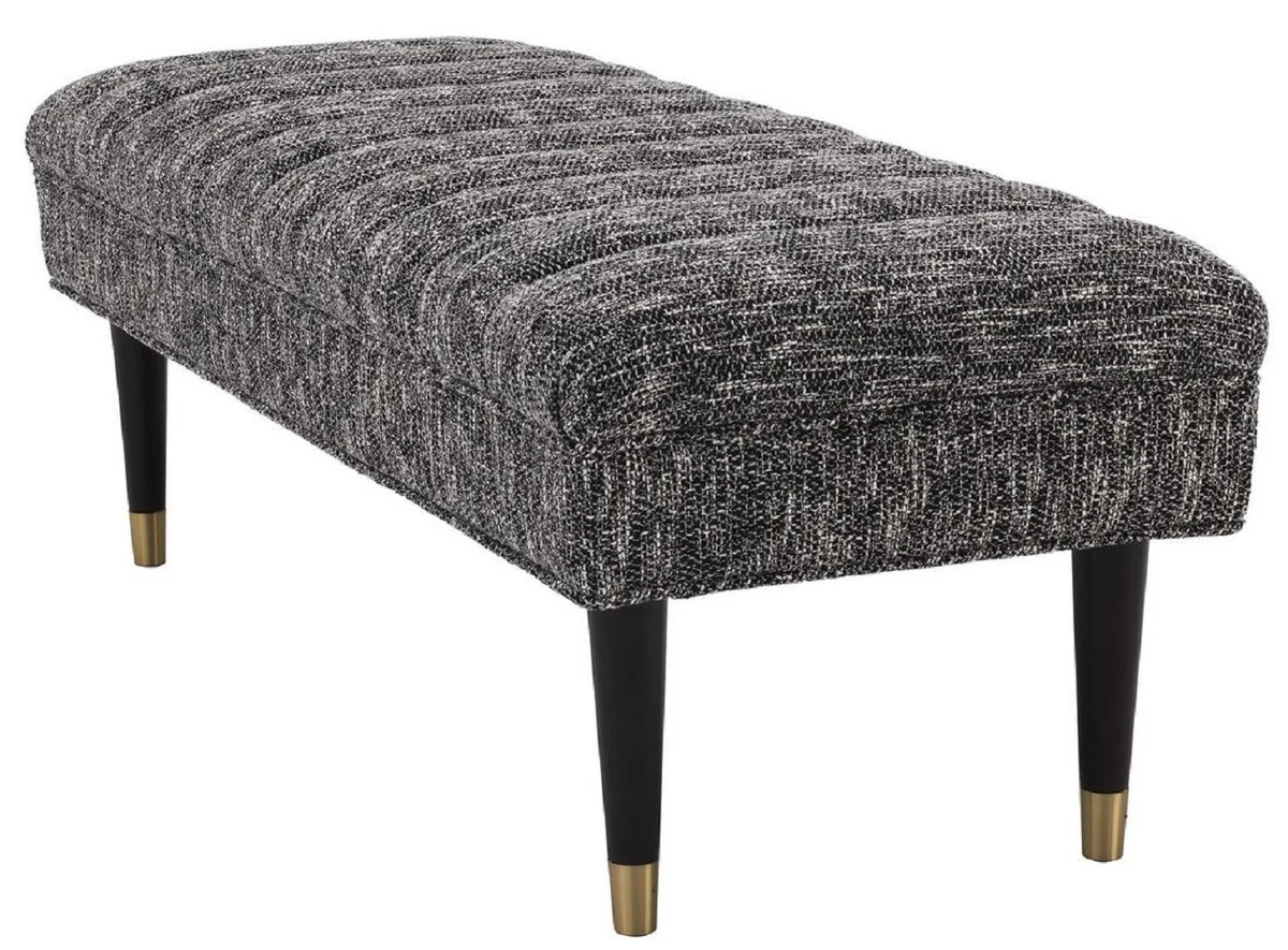Casa Padrino banco de lujo negro / lat¨®n 134 x 50 x A. 45 cm - Banco tapizado de madera maciza - Muebles de Sala de Estar - Muebles de Hotel - Colecci¨®n de Lujo