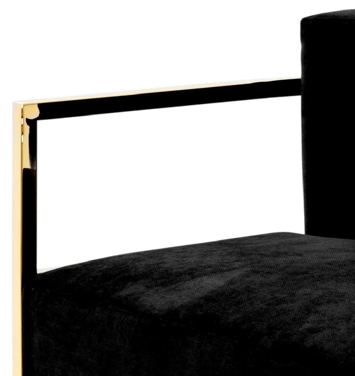 Casa Padrino sill¨®n de terciopelo de lujo negro / oro 76 x 76 x A. 70 cm - Sill¨®n de sal¨®n - Sill¨®n de hotel - Muebles de sal¨®n - Muebles de hotel - Muebles de lujo - Interiores de lujo