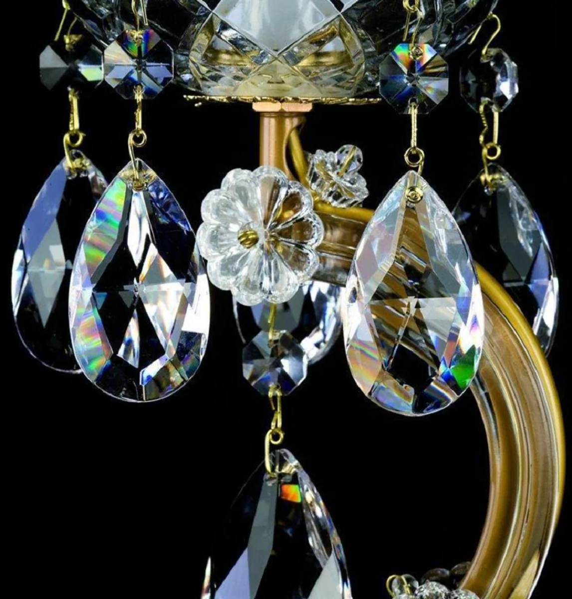 Casa Padrino lámpara de mesa de cristal barroco de lujo oro Ø 25 x A. 49 cm - Magnífica lámpara de escritorio con cristal de Bohemia - Luces de cristal barroco