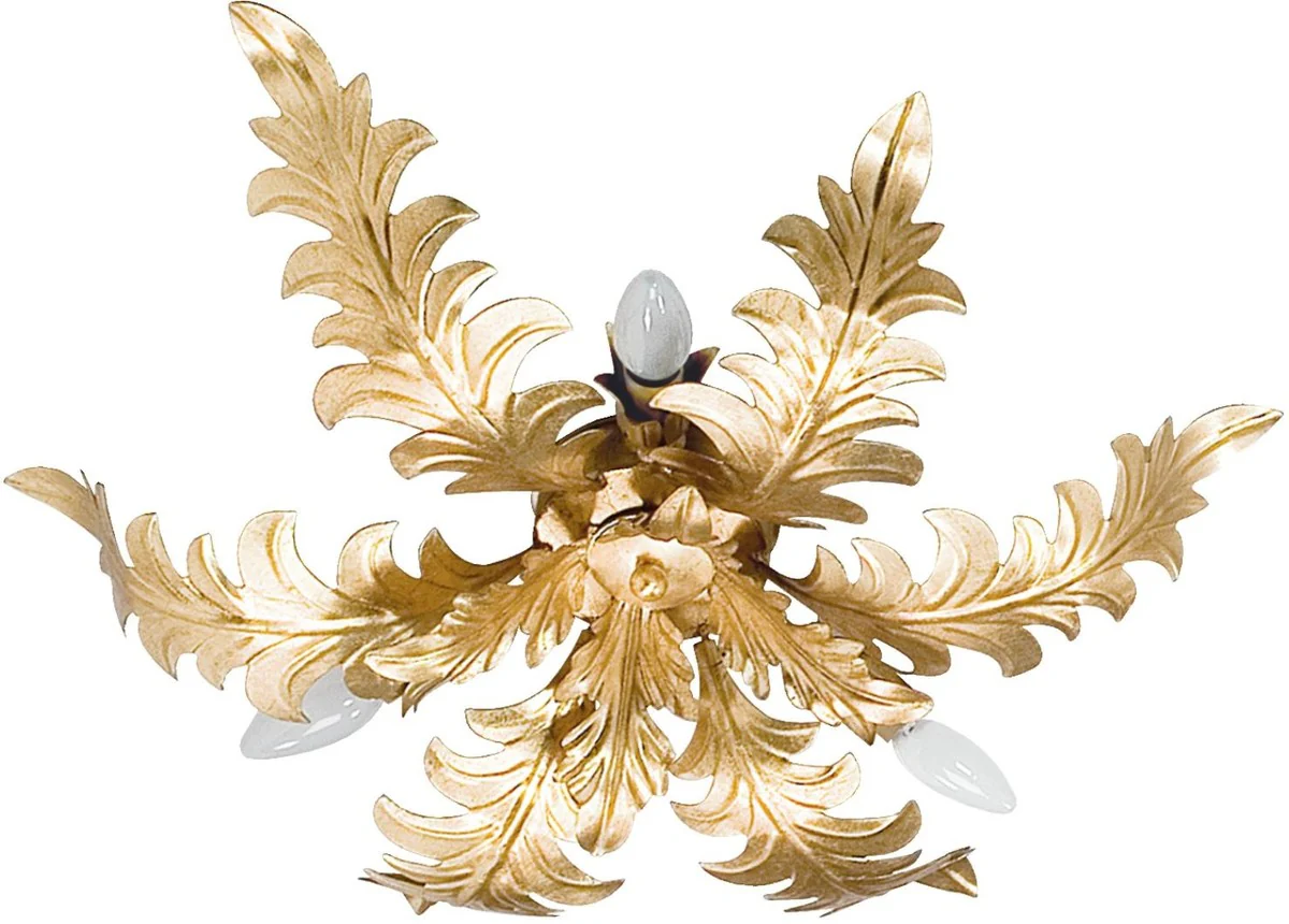 Casa Padrino lámpara de techo barroco de lujo oro Ø 65 x A. 15 cm - Lámpara de techo de salón barroco - Lámpara de techo de hotel barroco - Muebles Barrocos