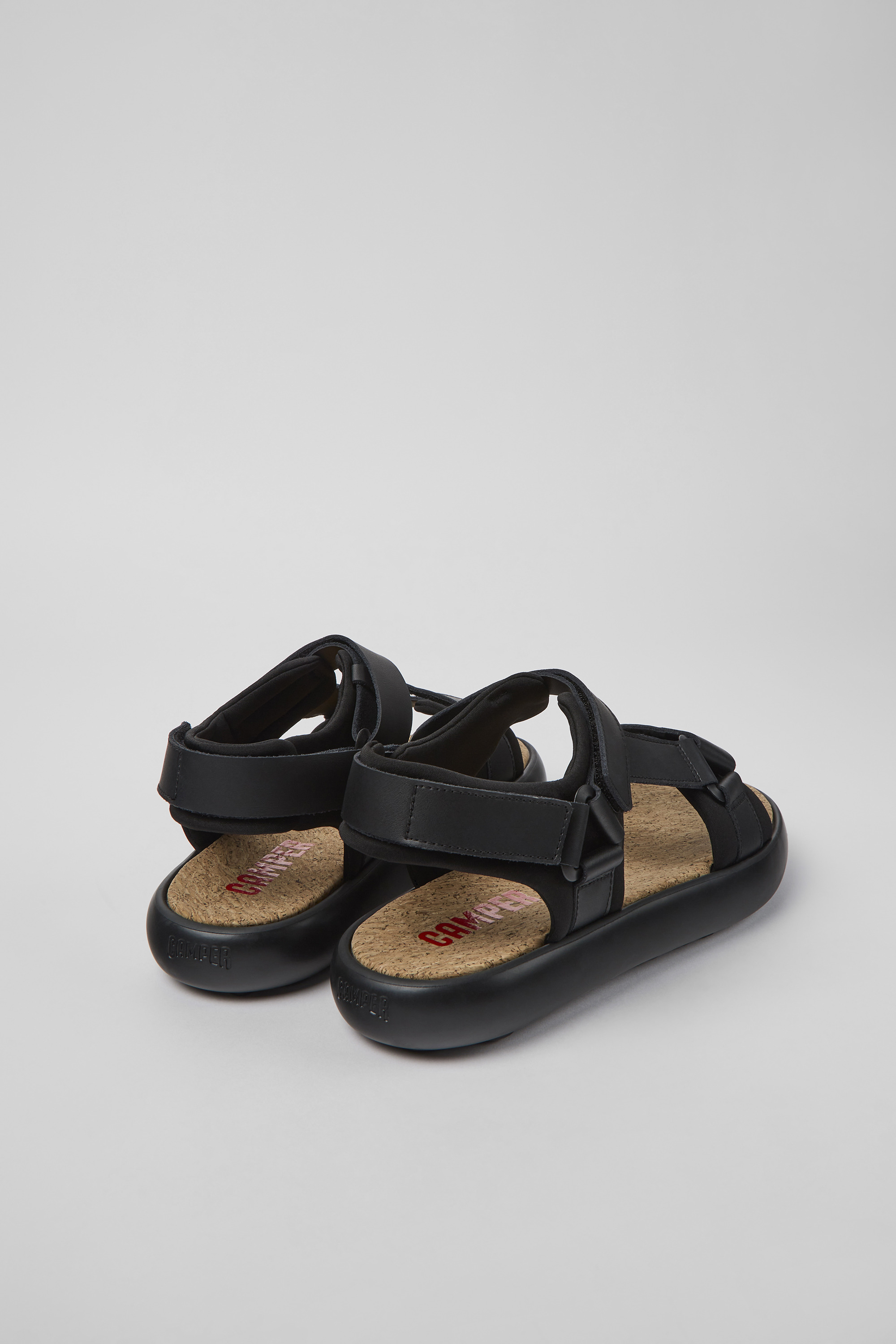 Pelotas Flota - Black leather and textile sandals for men