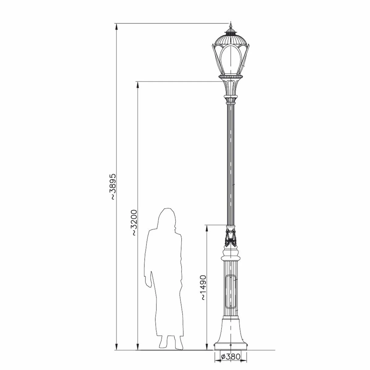 Casa Padrino linterna de jard¨ªn Art Nouveau negro / blanco A. 389,5 cm - Iluminaci¨®n exterior
