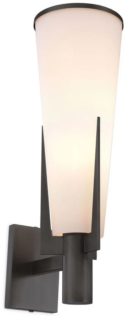 Casa Padrino lámpara de pared de lujo bronce / blanco 13 x 19 x A. 40,5 cm - Elegante aplique de metal con pantalla de vidrio - Lámparas de Lujo