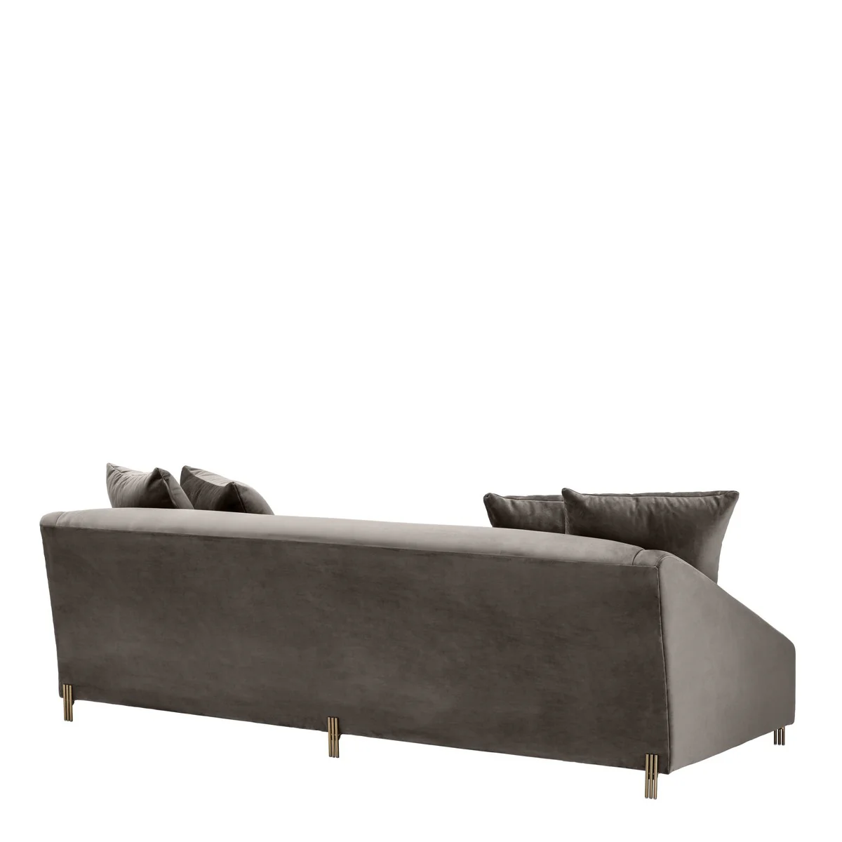 Casa Padrino Ssof¨¢ de terciopelo gris / Lat¨®n 223 x 94 x H. 73 cm - Sof¨¢ de Sal¨®n con 4 Almohadas - Muebles de Lujo