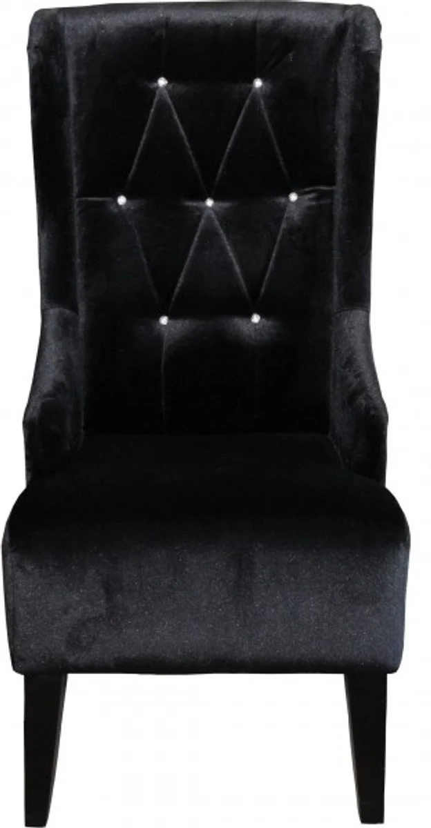 Casa Padrino Dise?ador Chesterfield o¨ªdos silla de comedor negro con pedrer¨ªa Bling Bling