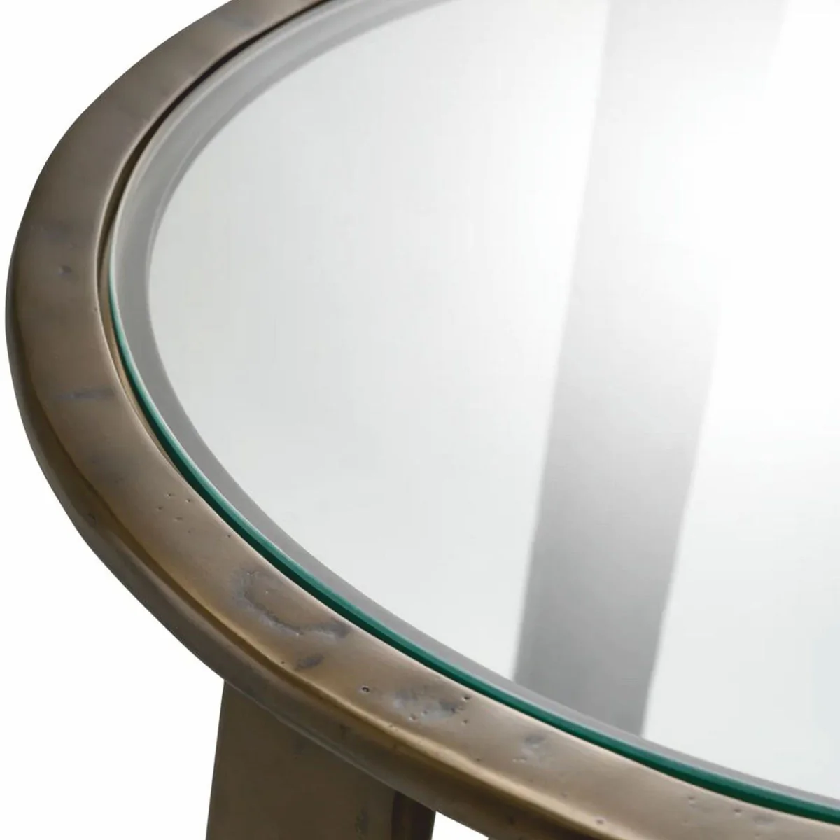 Casa Padrino mesa auxiliar de lujo de aluminio con tapa de vidrio bronce ? 50 cm - Muebles de sal¨®n