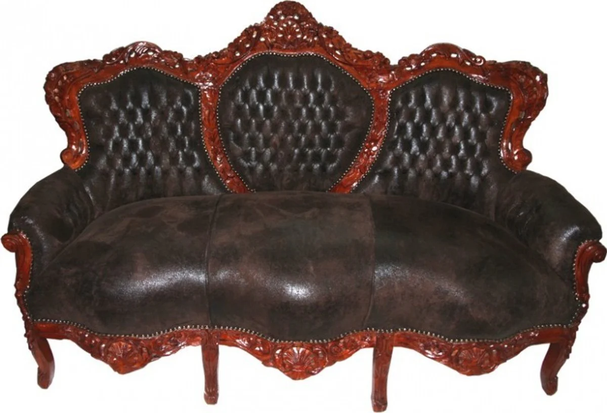 Casa Padrino Baroque Sofa King Brown / Brown - Baroque Furniture