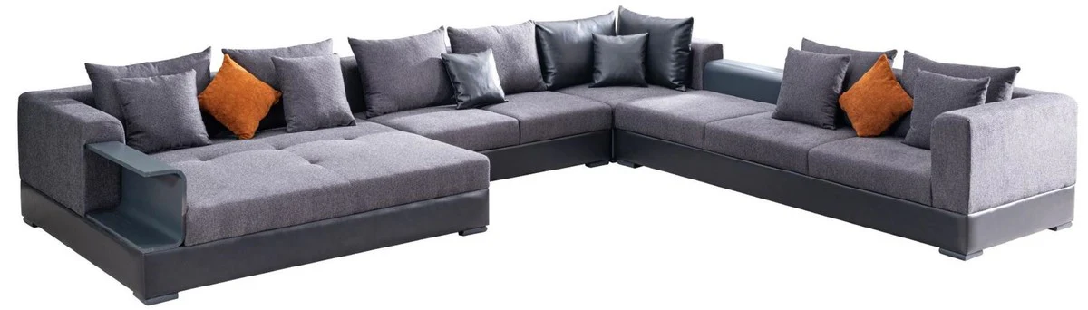 Casa Padrino sof¨¢ esquinero de lujo azul 445 x 370 cm - Sof¨¢ de sal¨®n - Muebles de sal¨®n - Muebles de lujo - Interiores de sal¨®n de lujo