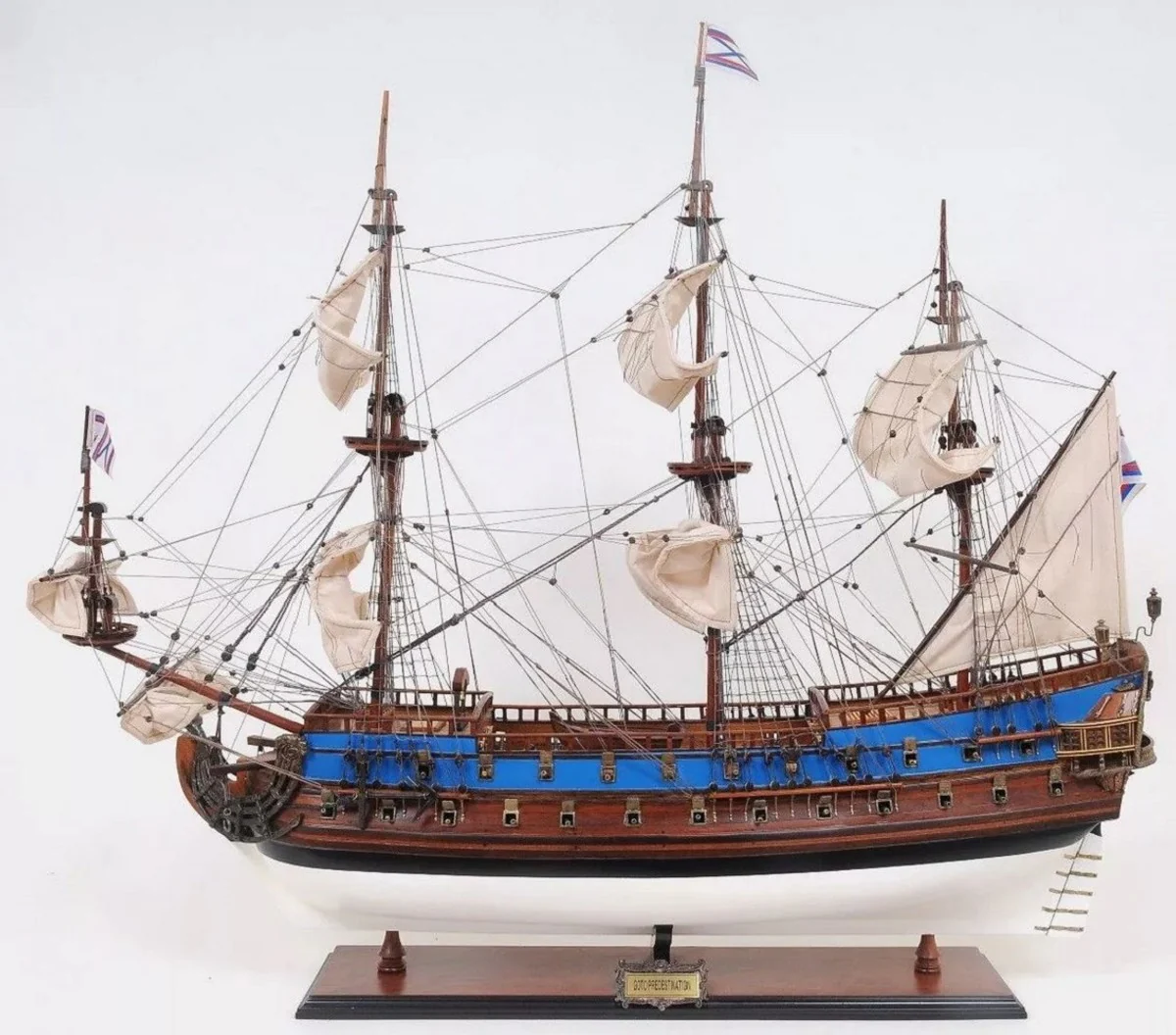 Casa Padrino buque insignia de lujo Goto Predestination con soporte de madera maciza 95,2 x 29,2 x A. 83,8 cm - Barco decorativo hecho a mano - Barco de madera - Barco de guerra