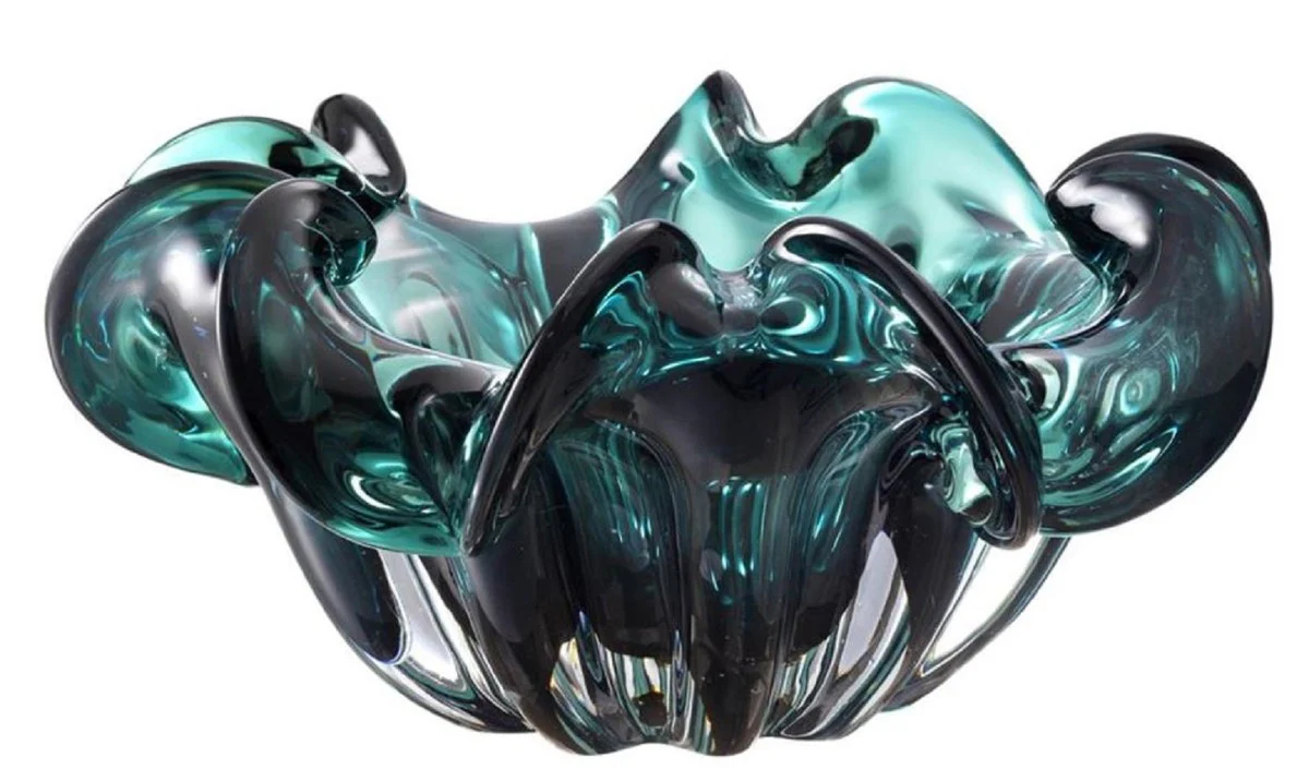 Casa Padrino tazón decorativo hecho de vidrio soplado a la boca verde Ø 21 x H. 10 cm - Accesorios de Decoración de Lujo