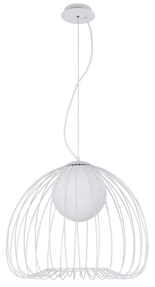 Casa Padrino lámpara de suspensión blanco Ø 50 x H. 41 cm - Luminaria Hecha de Varillas de Metal Curvadas