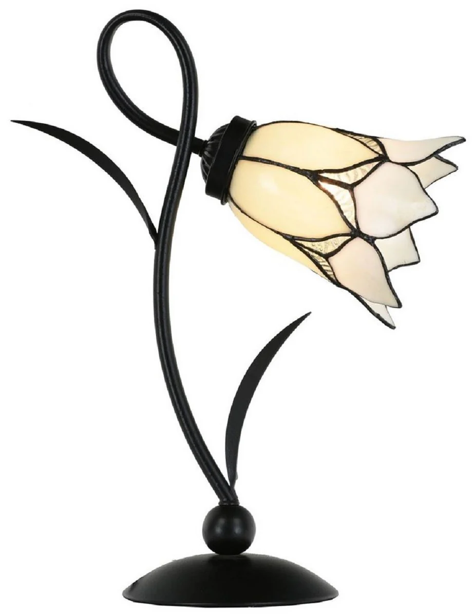 Casa Padrino L¨¢mpara de Mesa Tiffany Art Deco Negro / Blanco A. 40 cm - L¨¢mparas Tiffany