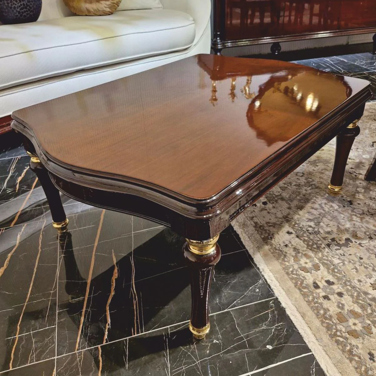 Casa Padrino mesa de centro barroco de lujo marr¨®n oscuro / oro 118 cm - Muebles Barrocos